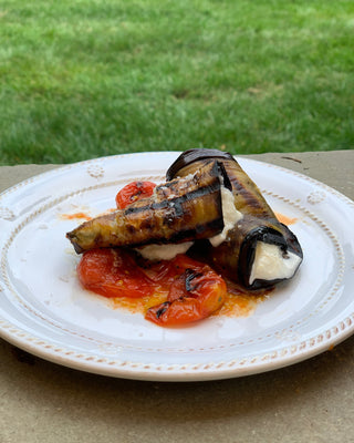 Grilled Eggplant Rolls with Lemon Ricotta &amp; Blistered Tomato Sauce