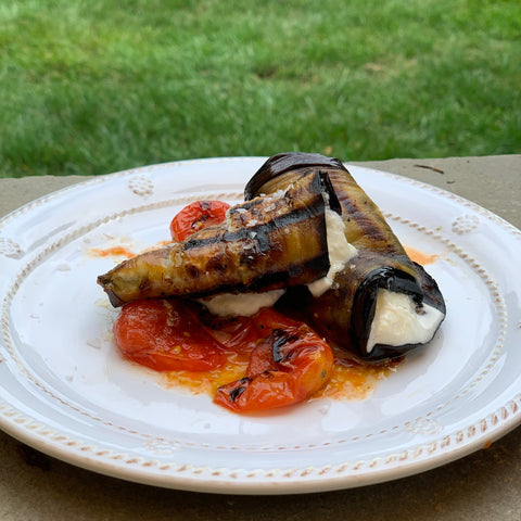 Grilled Eggplant Rolls with Lemon Ricotta &amp; Blistered Tomato Sauce