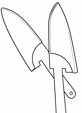 Line drawing of a pair of kitchen knives on a white background