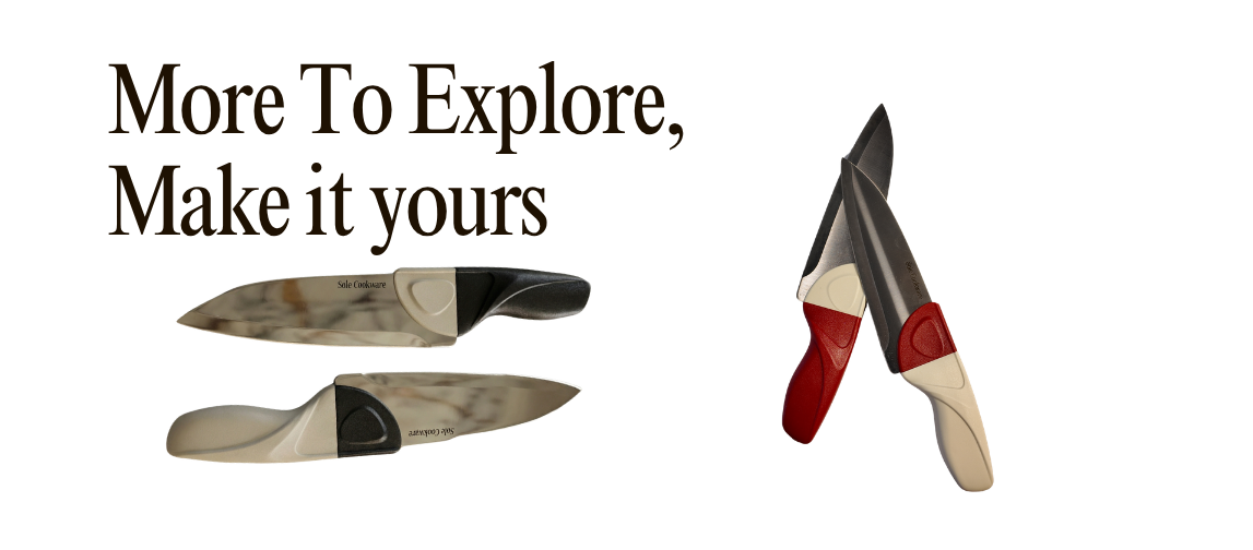 Knives with a promotional message on a white background